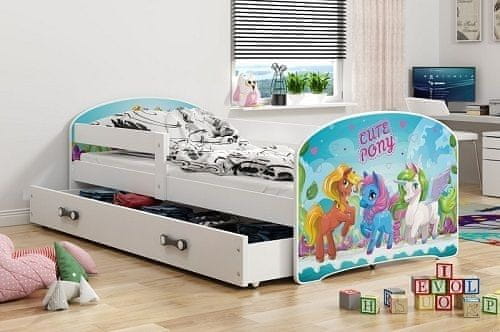 eoshop Detská posteľ Luki 1 80x160 s úložným priestorom - 1 osoba - Biela, Poník